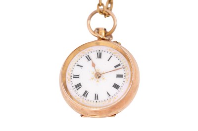 Lot 8 - A 14CT GOLD FOB WATCH