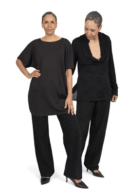 Lot 83 - ISSEY MIYAKE 'PLEATS PLEASE' BLACK TUNIC AND 'HAAT' BROWN TUNIC (TWO)