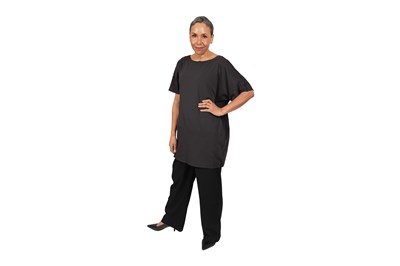 Lot 77 - A PAIR OF ISSEY MIYAKE 'PLEATS PLEASE' BLACK TUNIC AND 'HAAT' BROWN TUNIC