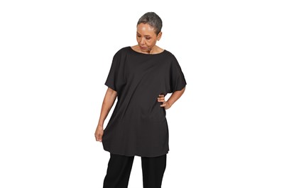 Lot 77 - A PAIR OF ISSEY MIYAKE 'PLEATS PLEASE' BLACK TUNIC AND 'HAAT' BROWN TUNIC