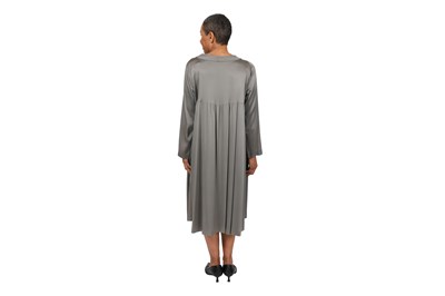 Lot 91 - A DRIES VAN NOTEN SILVER-GREY SATIN DRAPED DRESS