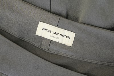 Lot 91 - A DRIES VAN NOTEN SILVER-GREY SATIN DRAPED DRESS