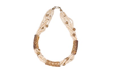 Lot 9 - A SILVER GILT MULTISTRAND FRESHWATER PEARL CHOKER