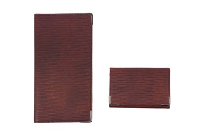 Lot 192 - JAMES PURDEY & SONS BROWN CHEQUERED LEATHER COAT WALLET AND COIN TRAY
