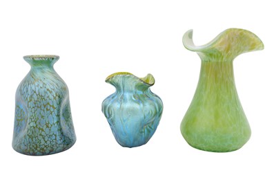 Lot 20 - THREE IRIDESCENT LOETZ GLASS VASES