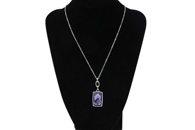 Lot 27 - A SWAROVSKI RHODIUM-PLATED 'TANZANITE' COLOUR CRYSTAL PENDANT NECKLACE