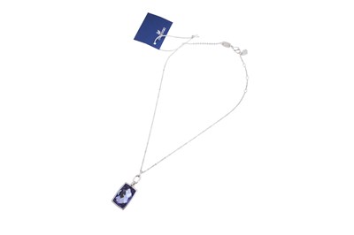 Lot 27 - A SWAROVSKI RHODIUM-PLATED 'TANZANITE' COLOUR CRYSTAL PENDANT NECKLACE