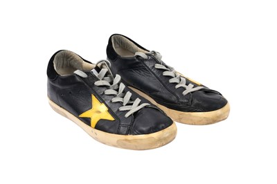 Lot 116 - GOLDEN GOOSE ‘SUPERSTAR’ BLACK LEATHER SNEAKERS