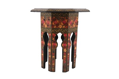Lot 158 - A KASHMIRI PAPIER-MÂCHÉ OCTAGONAL FOLDING TABLE