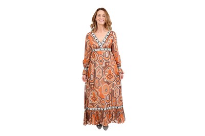 Lot 50 - JEAN VARON BY JOHN BATES PRINTED MAXI DRESS