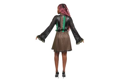 Lot 102 - LOUIS VUITTON RUNWAY-STYLE OPENWORK DRESS, WITH LEATHER TRIM AND PLEATED SKIRT SECTION