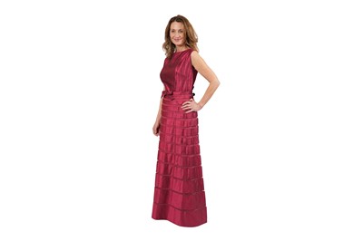 Lot 89 - A MISS WORTH VINTAGE COUTURE FUCHSIA SILK EVENING DRESS
