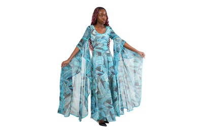 Lot 41 - REGAMUS PRINTED CHIFFON PARTY DRESS