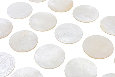 Lot 31 - A GROUP OF TWENTY CIRCULAR MOTHER-OF-PEARL COUNTERS