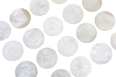 Lot 31 - A GROUP OF TWENTY CIRCULAR MOTHER-OF-PEARL COUNTERS