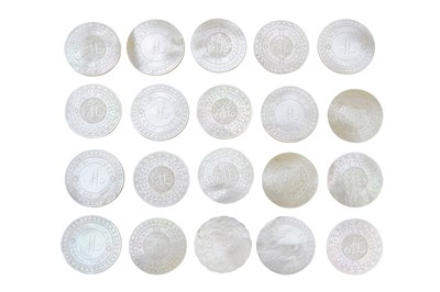 Lot 31 - A GROUP OF TWENTY CIRCULAR MOTHER-OF-PEARL COUNTERS