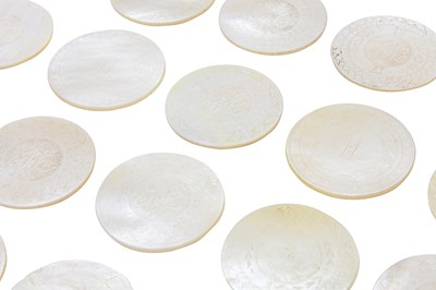 Lot 31 - A GROUP OF TWENTY CIRCULAR MOTHER-OF-PEARL COUNTERS