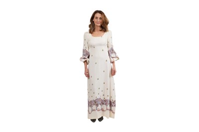 Lot 34 - MARION DONALDSON PRINTED CREAM MAXI DRESS