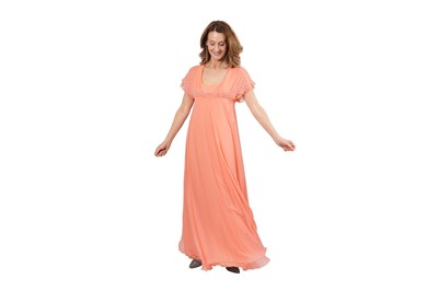 Lot 31 - ROLAND KLEIN AT MARCEL FENEZ CORAL SILK CHIFFON EVENING GOWN
