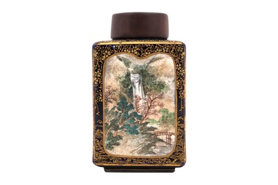 Lot 195 - A JAPANESE MINIATURE SATSUMA TEA CADDY, KINKOZAN WORKSHOP