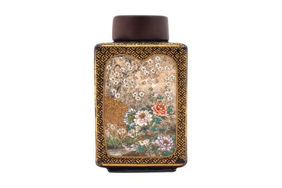 Lot 195 - A JAPANESE MINIATURE SATSUMA TEA CADDY, KINKOZAN WORKSHOP