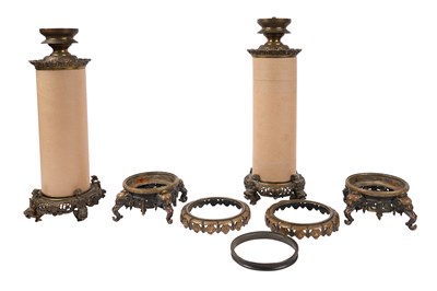 Lot 67 - TWO SETS OF BRONZE VASE MOUNT FITTINGS