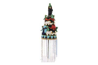 Lot 9 - A WEST AFRICAN YORUBA BEADWORK OBA’S CROWN