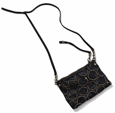 Lot 137 - CAMPOMAGGI BRASS STUDDED BLACK LEATHER SHOULDER BAG