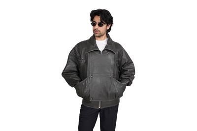Lot 66 - YVES SAINT LAURENT GENTLEMEN'S LEATHER JACKET WITH QUILTED SHOULDERS