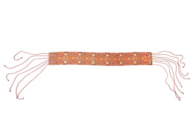 Lot 132 - A LONG LAMPAS-WOVEN JEWISH HIZAM BRIDAL GIRDLE