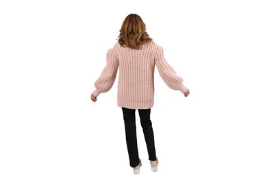 Lot 81 - A FENDI HAND-KNITTED WOOL DUSK-PINK RIBBED TURTLENECK SWEATER, WITH TAGS