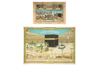 Lot 232 - HAJJ MEMORABILIA: PAIR OF CHROMOLITHOGRAPHED HAJJ CERTIFICATES