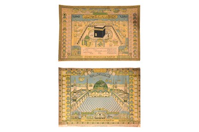 Lot 234 - HAJJ MEMORABILIA: PAIR OF CHROMOLITHOGRAPHED HAJJ CERTIFICATES