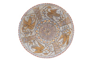 Lot 12 - A LAJVARDINA GILDED POTTERY BOWL