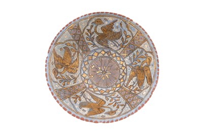 Lot 12 - A LAJVARDINA GILDED POTTERY BOWL