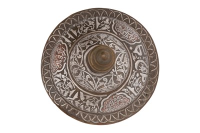 Lot 45 - A LARGE DAMASCUS SILVER INLAID BRASS LIDDED VASE