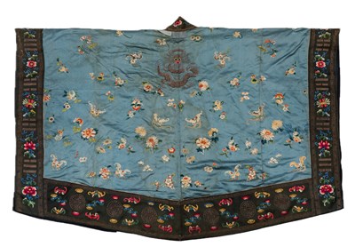 Lot 2 - A CHINESE EMBROIDERED DAOIST PRIEST’S BLUE SILK ROBE OF DESCENT, JIANGYI