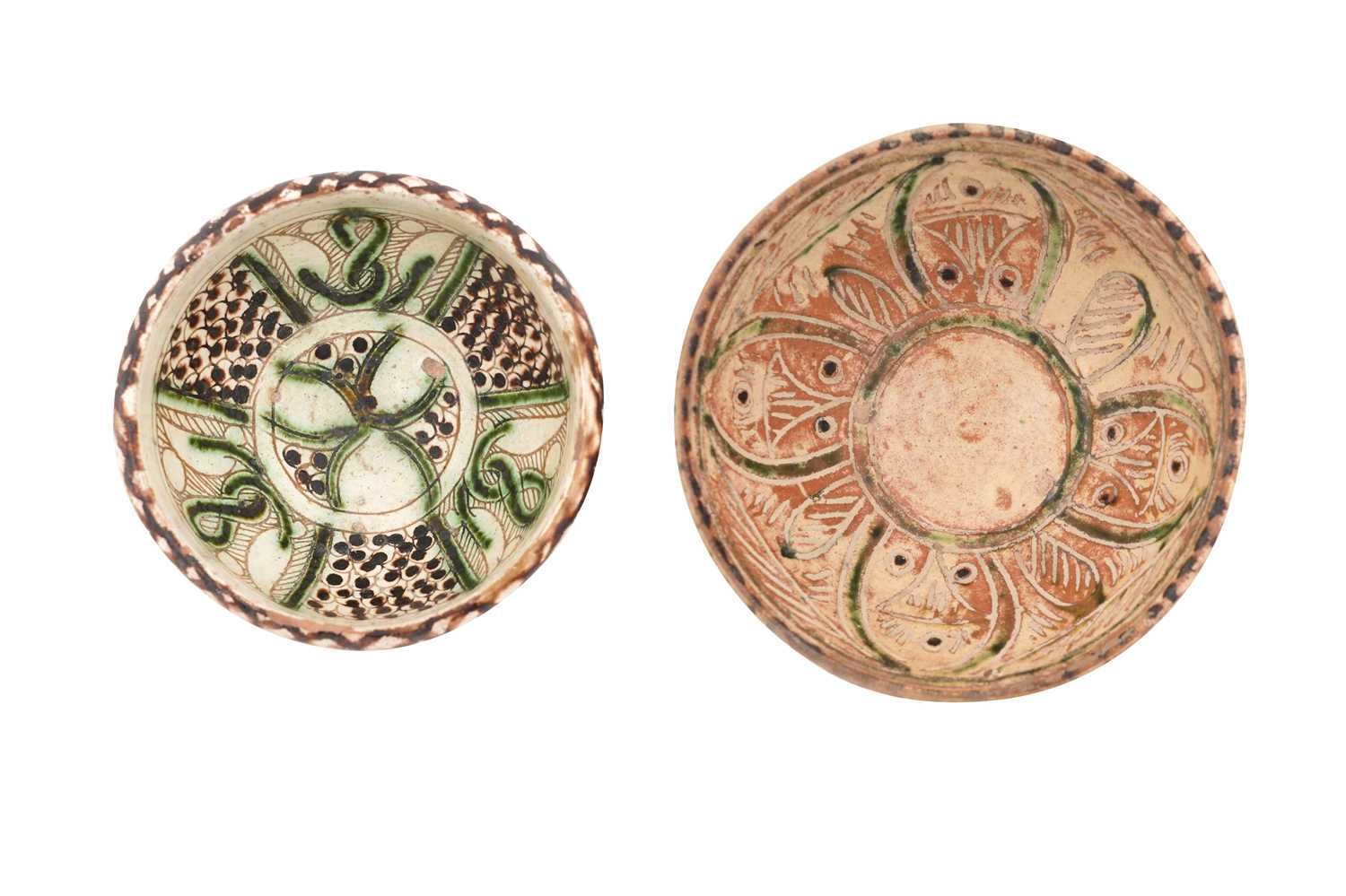 Lot 9 - TWO AFGHAN BAMIYAN GLAZED POTTERY BOWLS
