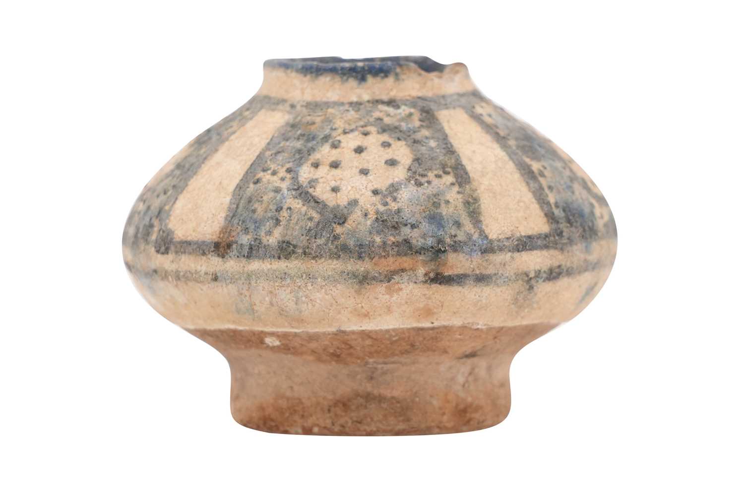 Lot 13 - A PERSIAN SULTANABAD POTTERY INKWELL