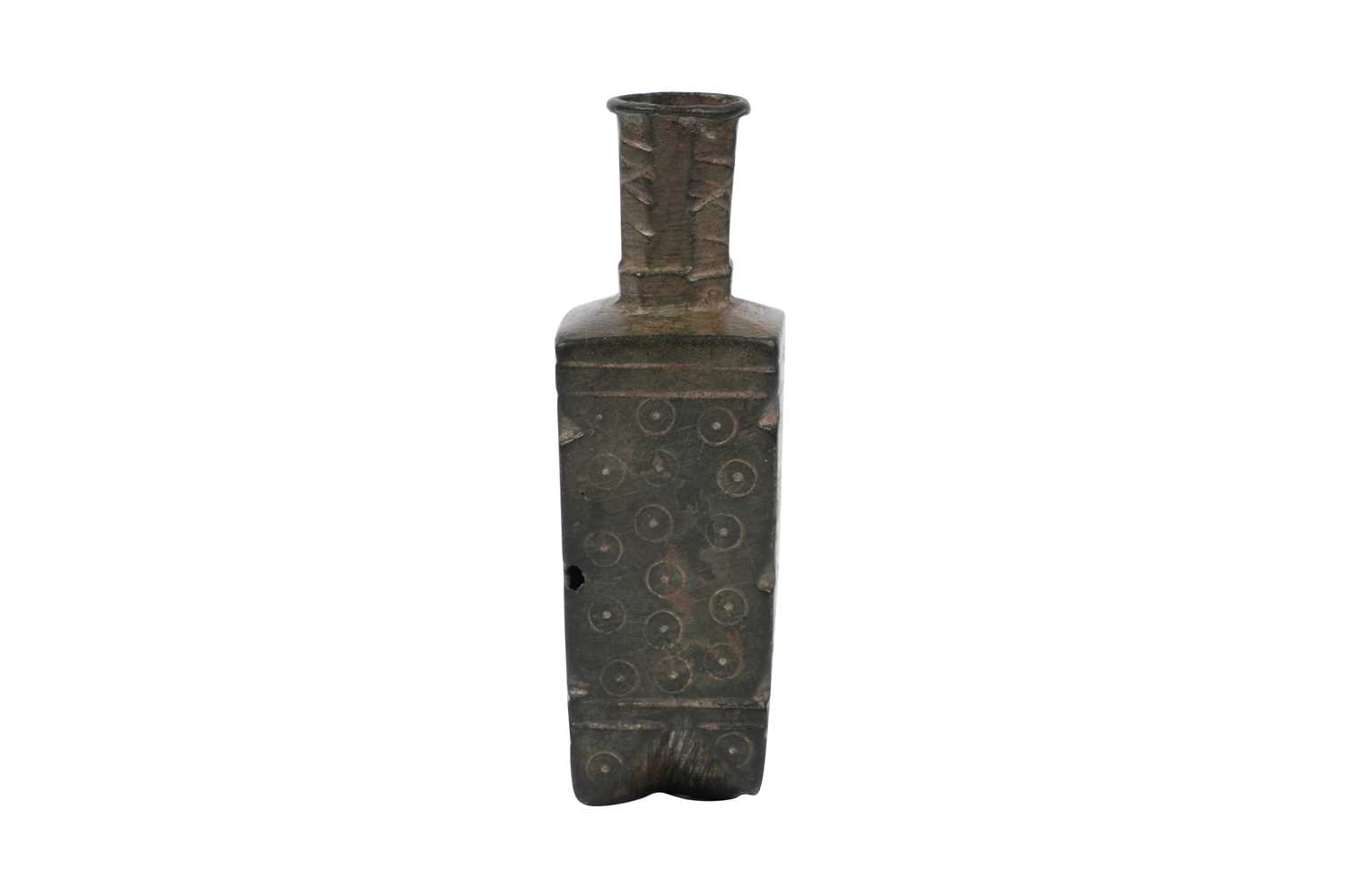 Lot 23 - A RARE FATIMID BRONZE PERFUME OR EYELINER FLASK