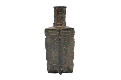 Lot 23 - A RARE FATIMID BRONZE PERFUME OR EYELINER FLASK