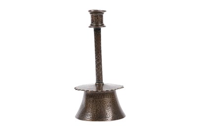 Lot 32 - A RARE MAMLUK VENETO SARACENIC ENGRAVED BRASS CANDLESTICK