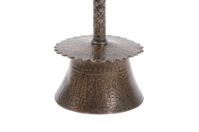 Lot 32 - A RARE MAMLUK VENETO SARACENIC ENGRAVED BRASS CANDLESTICK