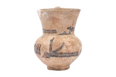 Lot 5 - A SMALL SAMANID POTTERY JUG WITH KUFIC CALLIGRAPHY
