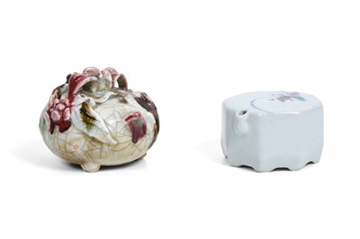 Lot 16 - A CHINESE AND A KOREAN GLAZED POTTERY WATER DROPPER