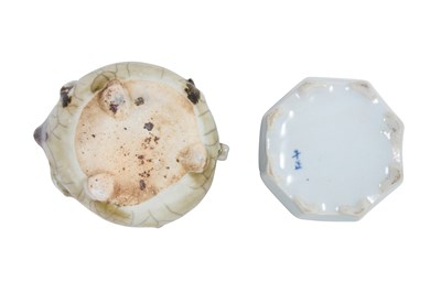 Lot 16 - A CHINESE AND A KOREAN GLAZED POTTERY WATER DROPPER
