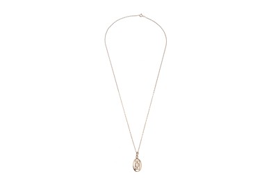 Lot 23 - A 9CT GOLD MACKINTOSH PENDANT AND CHAIN