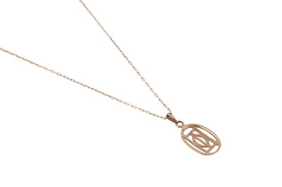 Lot 23 - A 9CT GOLD MACKINTOSH PENDANT AND CHAIN