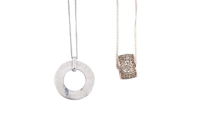 Lot 21 - TWO BOXED SILVER CLOGAU NECKLACE AND PENDANTS