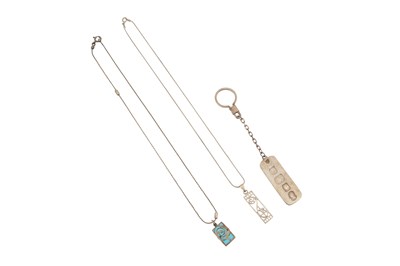 Lot 22 - TWO SILVER NECKLACES AND A SILVER KEYCHAIN